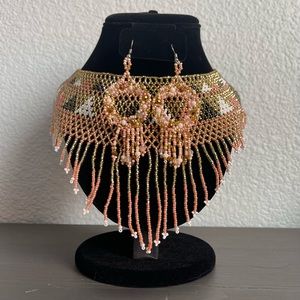 Huichol Necklace and Earrings Handmade Set